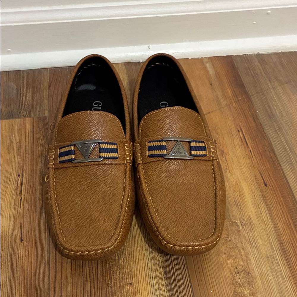 Guess Tan Loafers with Striped Accent